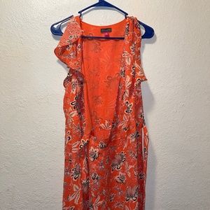 Women's Vince Camuto Floral Flutter Sleeve Wrap Dress,Orange